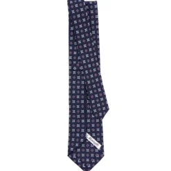 CRAVATTA SARTORIALE CLASSICA IN SETA BLU SCURO Microfantasia fiore