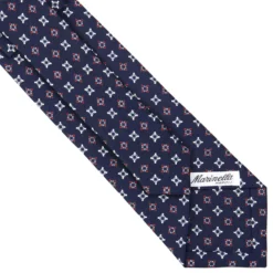 CRAVATTA SARTORIALE CLASSICA IN SETA BLU SCURO Microfantasia fiore
