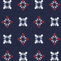 CRAVATTA SARTORIALE CLASSICA IN SETA BLU SCURO Microfantasia fiore