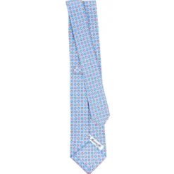 CRAVATTA SARTORIALE CLASSICA IN SETA AZZURRA Microfantasia fiore