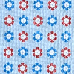 CRAVATTA SARTORIALE CLASSICA IN SETA AZZURRA Microfantasia fiore
