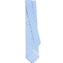 CRAVATTA SARTORIALE CLASSICA IN SETA AZZURRA Microfantasia fiore