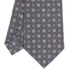 CRAVATTA SARTORIALE CLASSICA IN SETA GRIGIO SCURO Microfantasia fiore