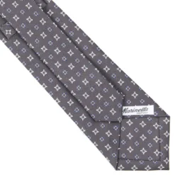 CRAVATTA SARTORIALE CLASSICA IN SETA GRIGIO SCURO Microfantasia fiore