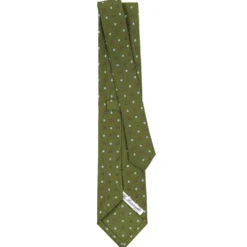 CRAVATTA SARTORIALE CLASSICA IN SETA VERDE OLIVA Microfantasia fiore