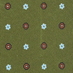 CRAVATTA SARTORIALE CLASSICA IN SETA VERDE OLIVA Microfantasia fiore