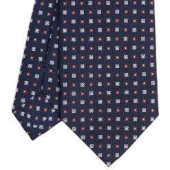 CRAVATTA SARTORIALE CLASSICA IN SETA BLU SCURO Microfantasia fiore