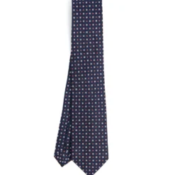 CRAVATTA SARTORIALE CLASSICA IN SETA BLU SCURO Microfantasia fiore