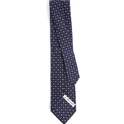 CRAVATTA SARTORIALE CLASSICA IN SETA BLU SCURO Microfantasia fiore