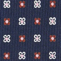 CRAVATTA SARTORIALE CLASSICA IN SETA BLU SCURO Microfantasia fiore