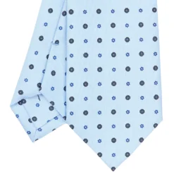 CRAVATTA SARTORIALE CLASSICA IN SETA AZZURRA Microfantasia fiore