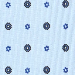 CRAVATTA SARTORIALE CLASSICA IN SETA AZZURRA Microfantasia fiore
