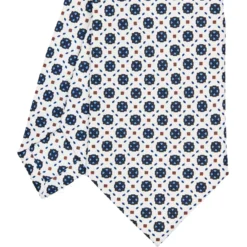 CRAVATTA SARTORIALE CLASSICA IN SETA BIANCA Microfantasia fiore