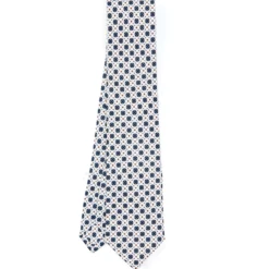 CRAVATTA SARTORIALE CLASSICA IN SETA BIANCA Microfantasia fiore
