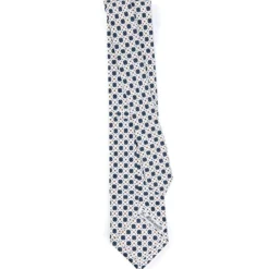 CRAVATTA SARTORIALE CLASSICA IN SETA BIANCA Microfantasia fiore