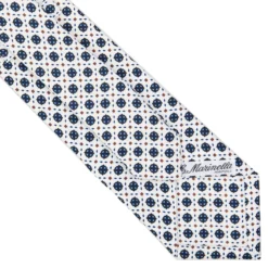 CRAVATTA SARTORIALE CLASSICA IN SETA BIANCA Microfantasia fiore