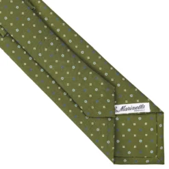 CRAVATTA SARTORIALE CLASSICA IN SETA VERDE OLIVA Microfantasia fiore