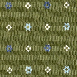 CRAVATTA SARTORIALE CLASSICA IN SETA VERDE OLIVA Microfantasia fiore