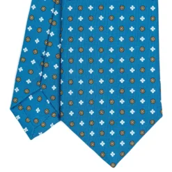 CRAVATTA SARTORIALE CLASSICA IN SETA BLU MEDIO Microfantasia fiore
