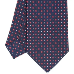 CRAVATTA SARTORIALE CLASSICA IN SETA BLU SCURO Microfantasia fiore