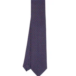 CRAVATTA SARTORIALE CLASSICA IN SETA BLU SCURO Microfantasia fiore