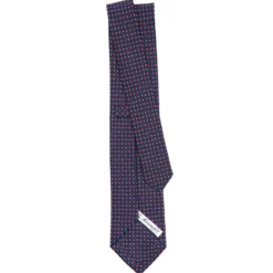 CRAVATTA SARTORIALE CLASSICA IN SETA BLU SCURO Microfantasia fiore