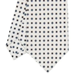 CRAVATTA SARTORIALE CLASSICA IN SETA BIANCA Microfantasia fiore