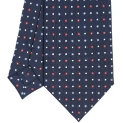 CRAVATTA SARTORIALE CLASSICA IN SETA BLU SCURO Microfantasia fiore