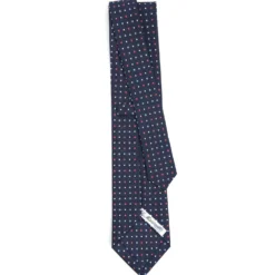 CRAVATTA SARTORIALE CLASSICA IN SETA BLU SCURO Microfantasia fiore
