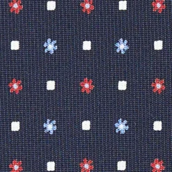 CRAVATTA SARTORIALE CLASSICA IN SETA BLU SCURO Microfantasia fiore