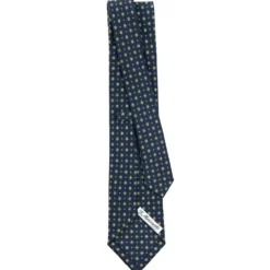 CRAVATTA SARTORIALE CLASSICA IN SETA BLU SCURO Microfantasia fiore