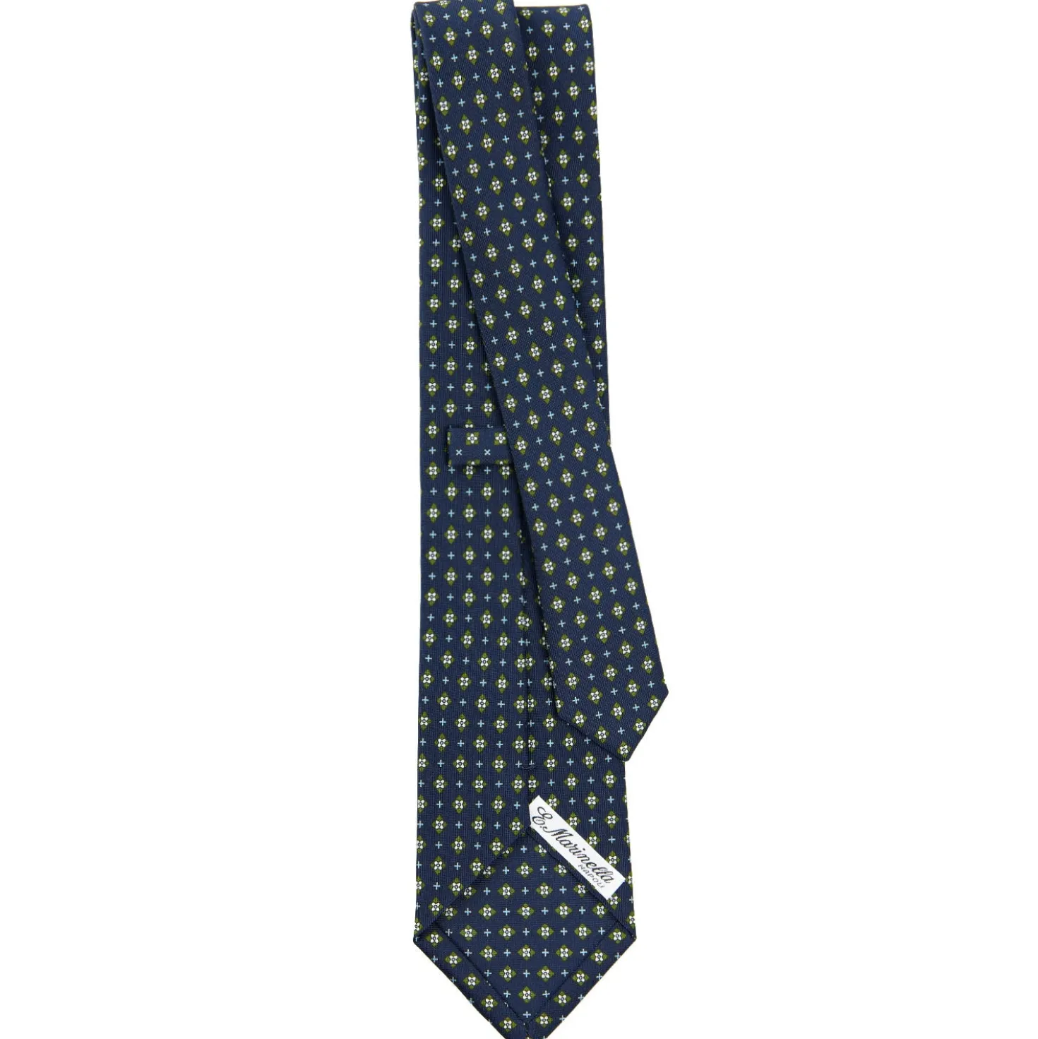 CRAVATTA SARTORIALE CLASSICA IN SETA BLU SCURO Microfantasia fiore