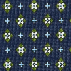 CRAVATTA SARTORIALE CLASSICA IN SETA BLU SCURO Microfantasia fiore