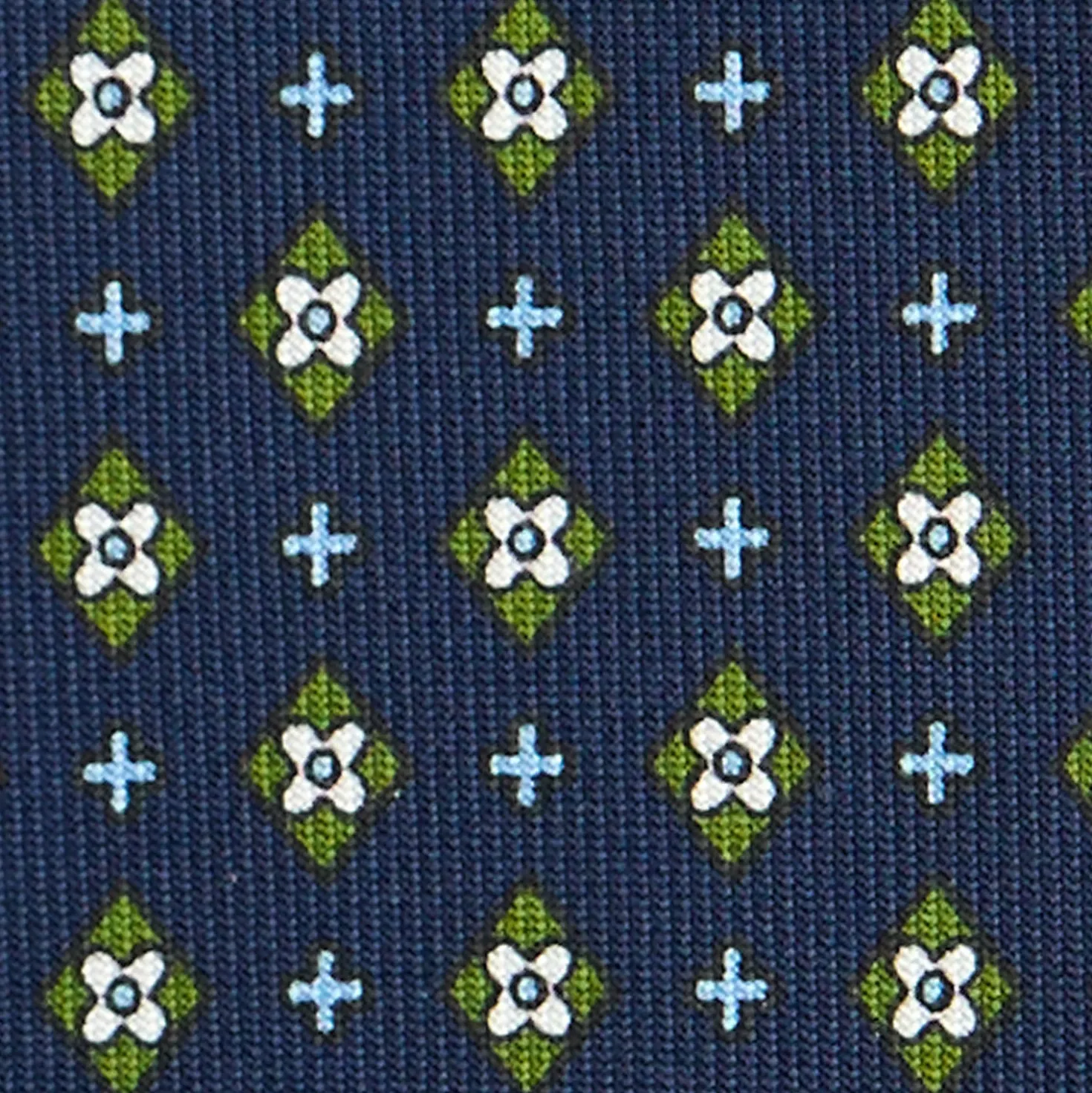 CRAVATTA SARTORIALE CLASSICA IN SETA BLU SCURO Microfantasia fiore