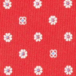 CRAVATTA SARTORIALE CLASSICA IN SETA ROSSA Microfantasia fiore