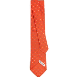 CRAVATTA SARTORIALE CLASSICA IN SETA ARANCIONE Microfantasia fiore