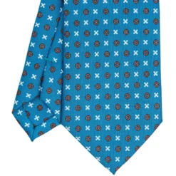 CRAVATTA SARTORIALE CLASSICA IN SETA BLU MEDIO Microfantasia fiore