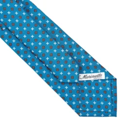 CRAVATTA SARTORIALE CLASSICA IN SETA BLU MEDIO Microfantasia fiore