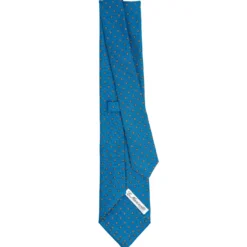CRAVATTA SARTORIALE CLASSICA IN SETA BLU MEDIO Microfantasia fiore