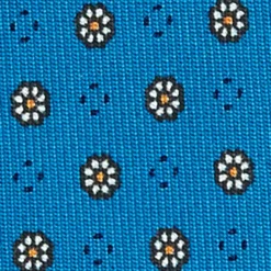CRAVATTA SARTORIALE CLASSICA IN SETA BLU MEDIO Microfantasia fiore