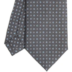 CRAVATTA SARTORIALE CLASSICA IN SETA GRIGIO SCURO Microfantasia fiore