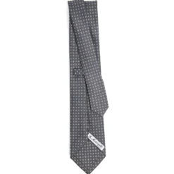 CRAVATTA SARTORIALE CLASSICA IN SETA GRIGIO SCURO Microfantasia fiore