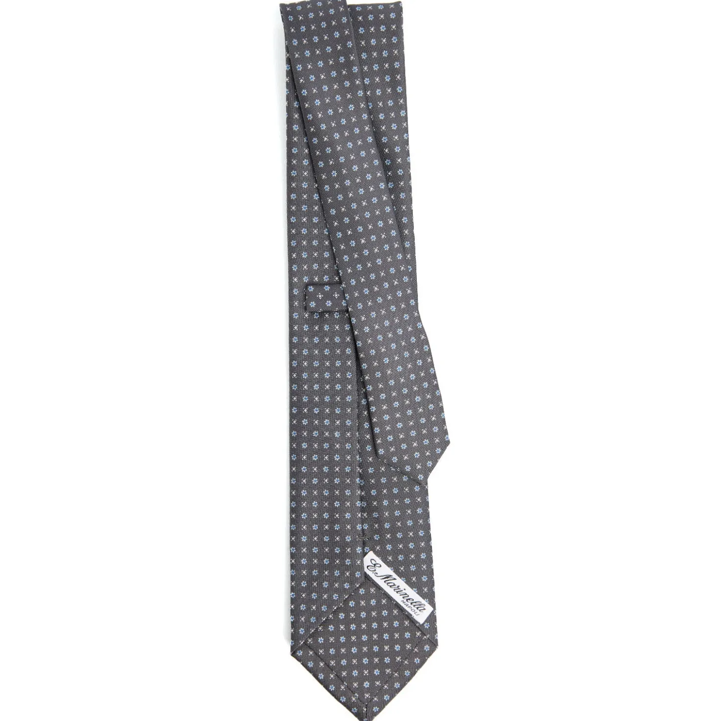 CRAVATTA SARTORIALE CLASSICA IN SETA GRIGIO SCURO Microfantasia fiore