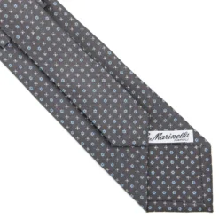 CRAVATTA SARTORIALE CLASSICA IN SETA GRIGIO SCURO Microfantasia fiore