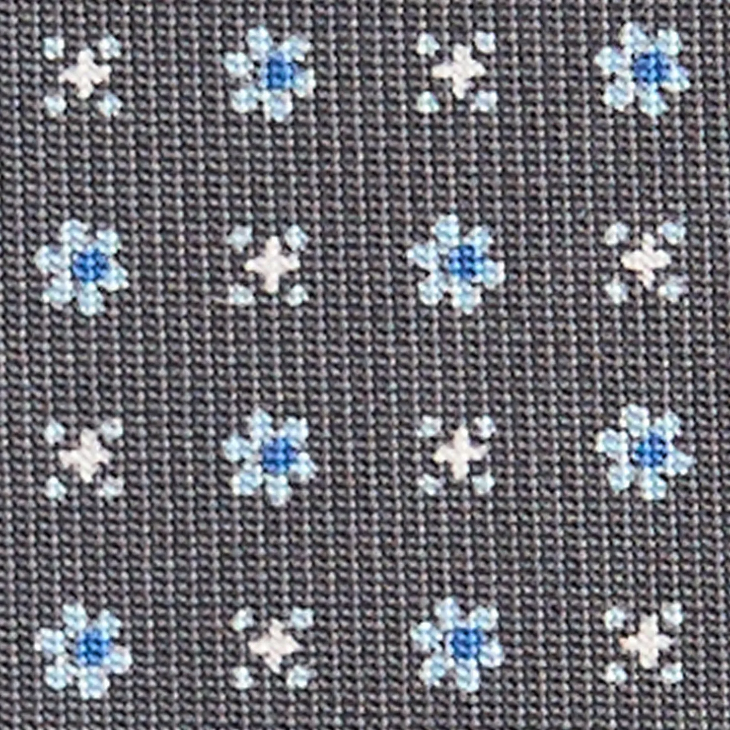 CRAVATTA SARTORIALE CLASSICA IN SETA GRIGIO SCURO Microfantasia fiore