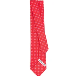 CRAVATTA SARTORIALE CLASSICA IN SETA ROSSA Microfantasia fiore