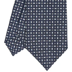 CRAVATTA SARTORIALE CLASSICA IN SETA BLU SCURO Microfantasia fiore