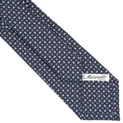 CRAVATTA SARTORIALE CLASSICA IN SETA BLU SCURO Microfantasia fiore