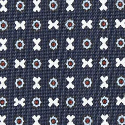 CRAVATTA SARTORIALE CLASSICA IN SETA BLU SCURO Microfantasia fiore