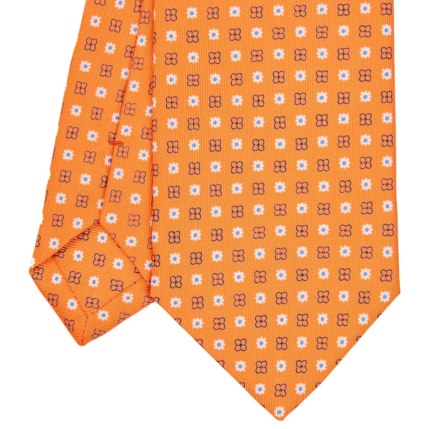 CRAVATTA SARTORIALE CLASSICA IN SETA ARANCIONE Microfantasia fiore